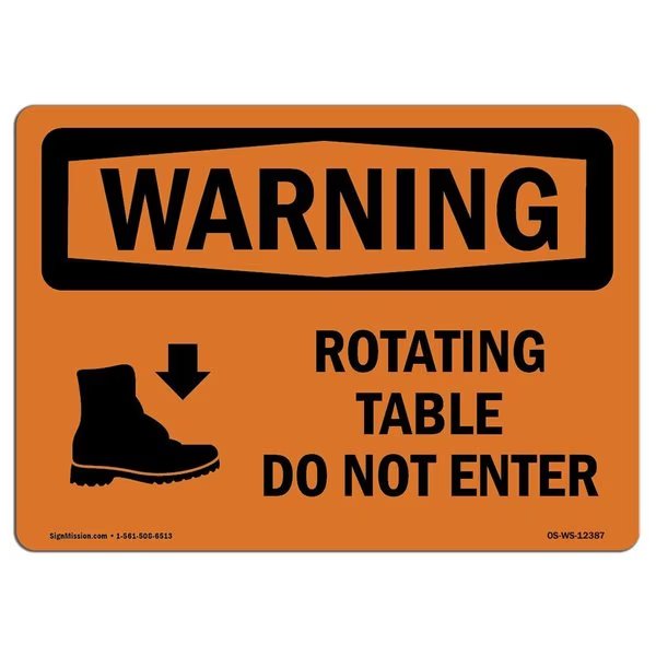 Safety Sign, OSHA WARNING, 12